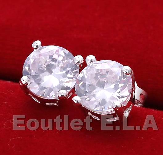 8mm ROUND CZ SILVER STUD EARRINGS